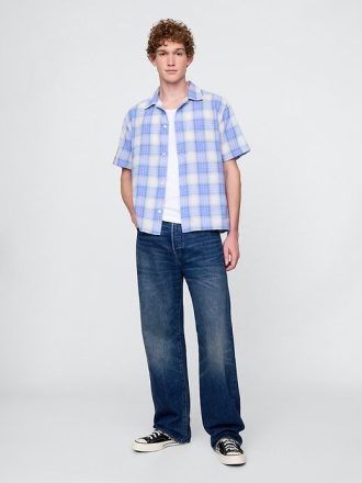 Camisa de linho e algodão