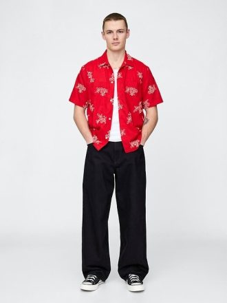 Camisa de linho e algodão