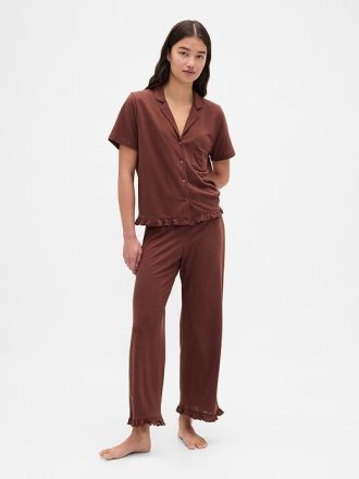 Camisa de pijama com babados