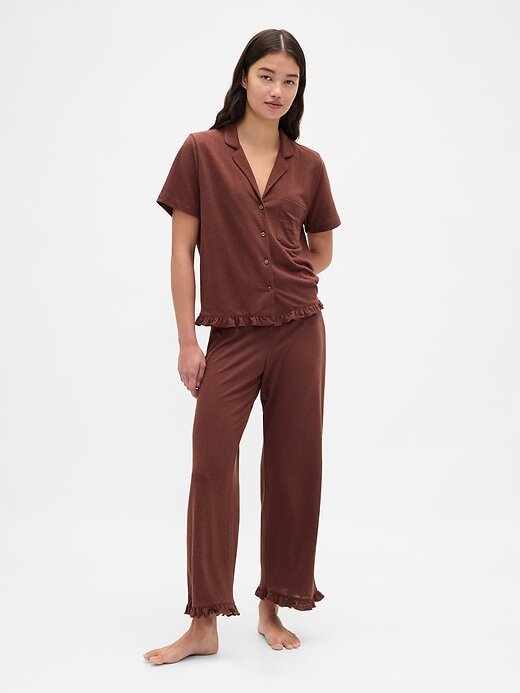 Camisa de pijama com babados Camisa de pijama com babados