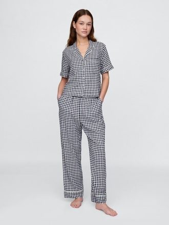 Camisa de pijama de linho misto