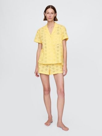 Camisa de pijama popeline com ilhós