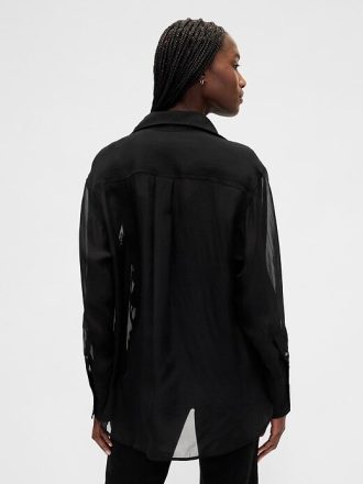 Camisa grande de organza transparente