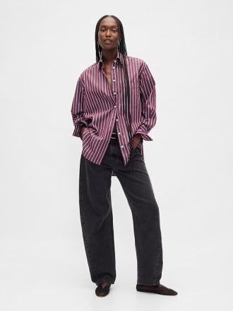 Camisa grande de popeline de algodão orgânico