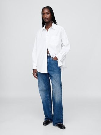 Camisa grande de popeline de algodão orgânico