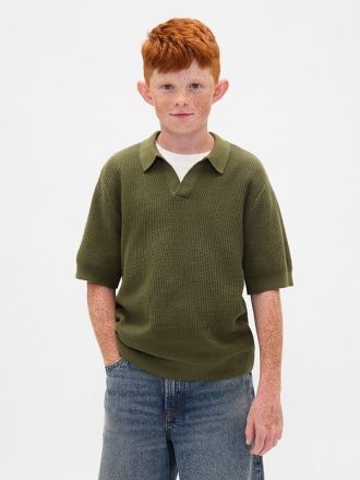 Camisa infantil Johnny-Collar Waffle