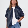 Camisa infantil listrada índigo relaxada