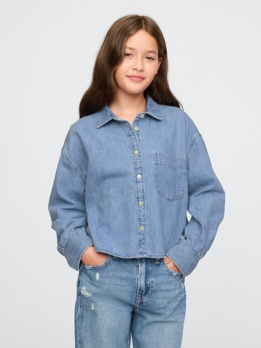 Camisa jeans grande infantil Camisa jeans grande infantil