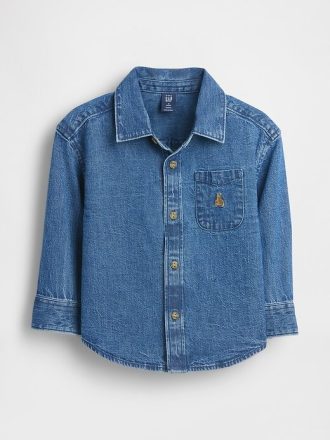 Camisa jeans grande para bebês e crianças pequenas