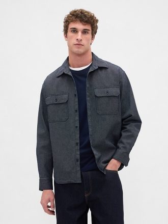 Camisa jeans listrada grande