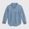 Camisa jeans para bebês e crianças pequenas