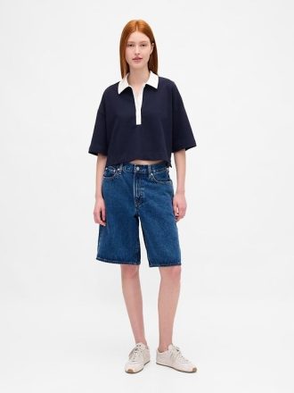 Camisa polo cropped vintagesoft de algodão orgânico e peso pesado