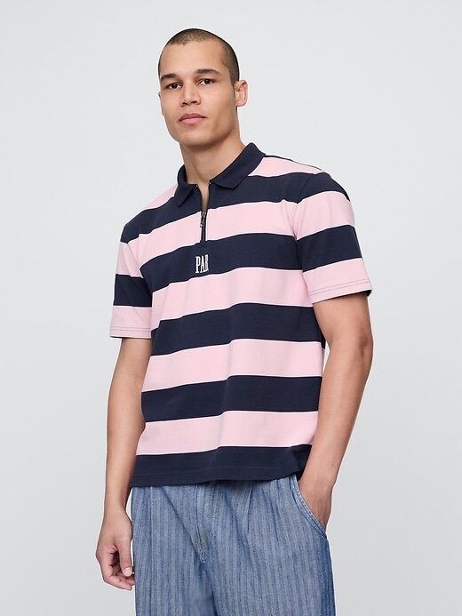 Camisa polo listrada com logotipo Gap × Malbon Camisa polo listrada com logotipo Gap × Malbon