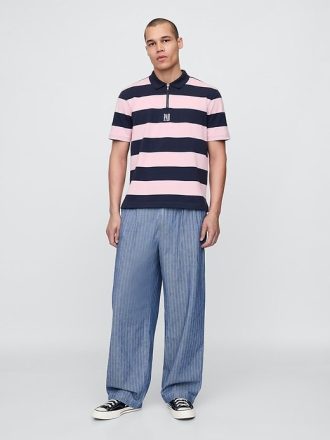 Camisa polo listrada com logotipo Gap × Malbon