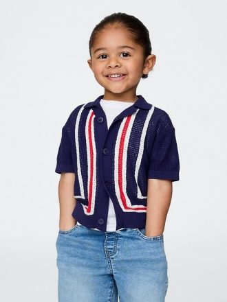 Camisa suéter listrada com borda para bebês e crianças pequenas