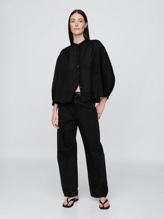 Camisa transparente com botões na frente