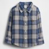 Camisa xadrez de trama dupla para bebês e crianças pequenas