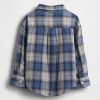 Camisa xadrez de trama dupla para bebês e crianças pequenas