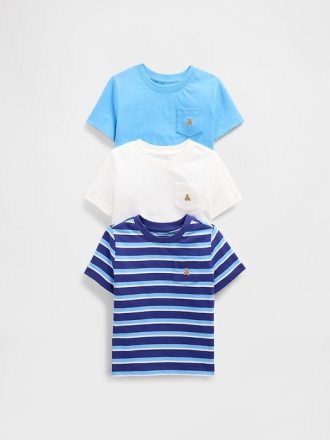 Camiseta com bolso para bebês e crianças pequenas (pacote com 3)