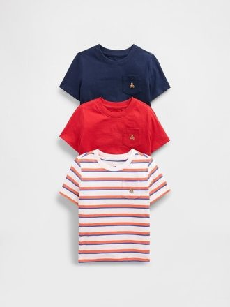 Camiseta com bolso para bebês e crianças pequenas (pacote com 3)