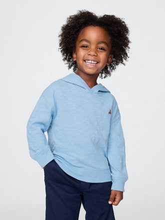 Camiseta com capuz de algodão orgânico para bebês e crianças pequenas