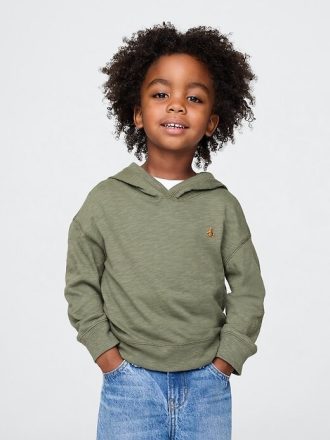 Camiseta com capuz de algodão orgânico para bebês e crianças pequenas