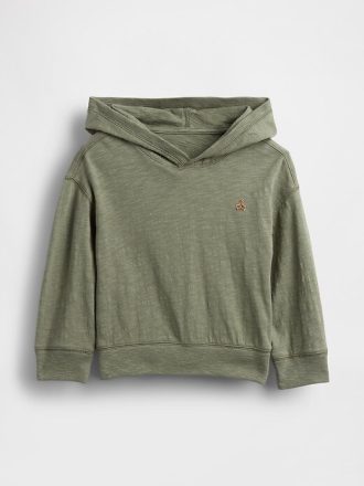 Camiseta com capuz de algodão orgânico para bebês e crianças pequenas