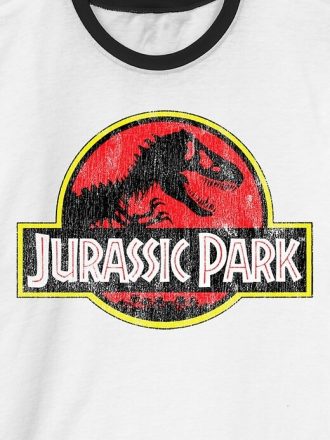 Camiseta com estampa gráfica e logotipo clássico do Jurassic Park