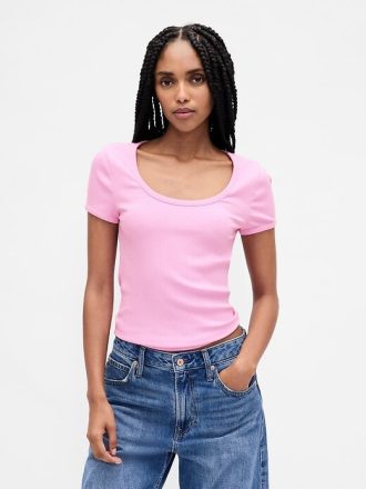 Camiseta Cropped Moderna com Decote Redondo