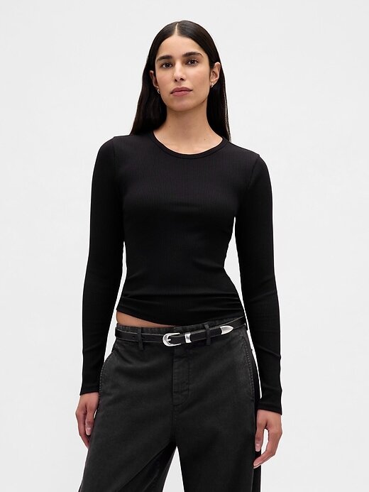 Camiseta Cropped Moderna Rib Camiseta Cropped Moderna Rib