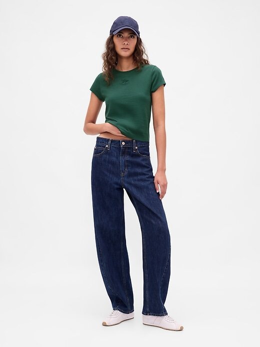 Camiseta curta com logotipo em jersey de algodão Camiseta curta com logotipo em jersey de algodão