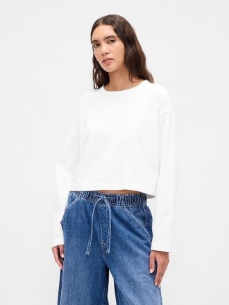 Camiseta curta de algodão orgânico vintagesoft heavyweight