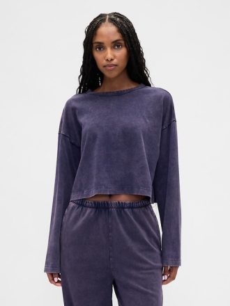 Camiseta curta de algodão orgânico vintagesoft heavyweight