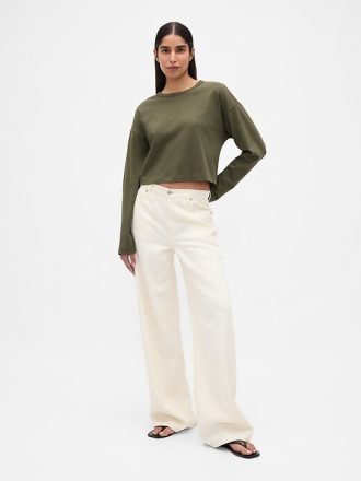 Camiseta curta de algodão orgânico vintagesoft heavyweight