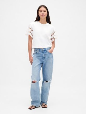 Camiseta curta de algodão orgânico vintagesoft heavyweight