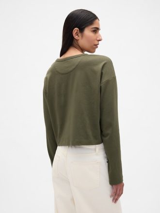 Camiseta curta de algodão orgânico vintagesoft heavyweight