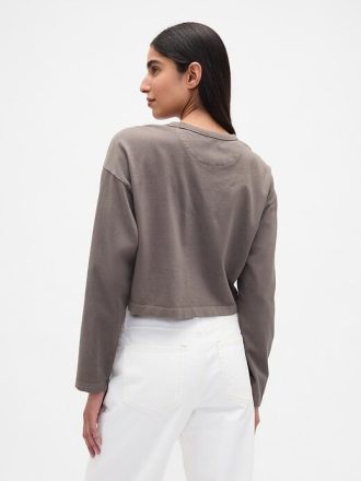 Camiseta curta de algodão orgânico vintagesoft heavyweight