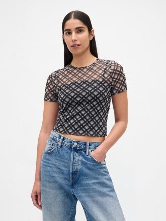 Camiseta curta de malha