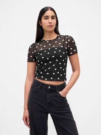 Camiseta curta de malha