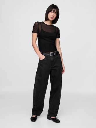 Camiseta curta de malha