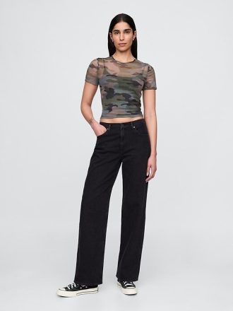 Camiseta curta de malha