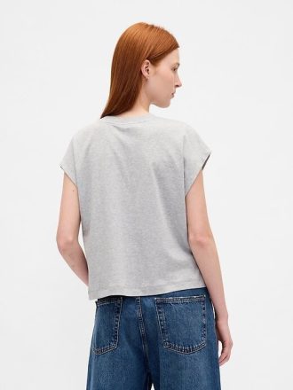 Camiseta curta relaxada de algodão Supima®