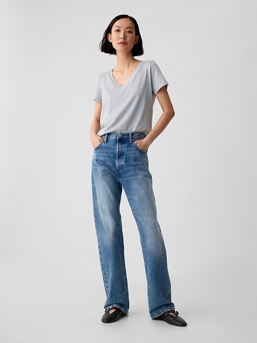 Camiseta de algodão orgânico vintagesoft com decote em V Camiseta de algodão orgânico vintagesoft com decote em V