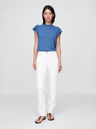 Camiseta de mangas curtas em mistura de linho