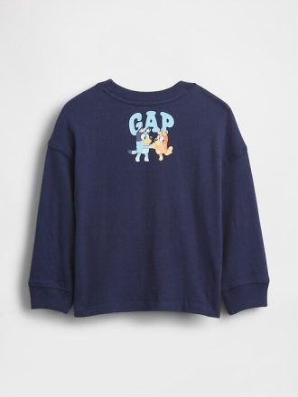 Camiseta estampada azul para bebês e crianças pequenas