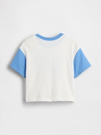 Camiseta estampada azul para bebês e crianças pequenas