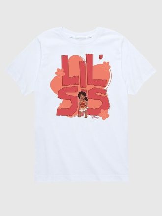 Camiseta estampada manga curta infantil Moana 2 Lil Sis Simea