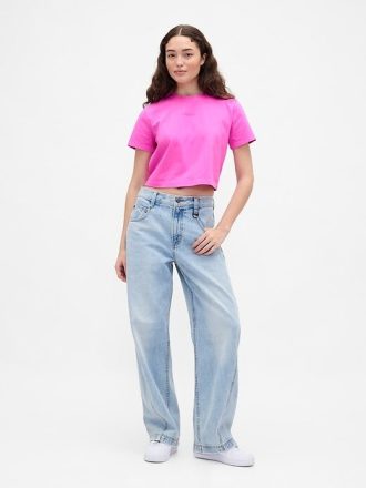 Camiseta Gap × BÉIS Algodão Orgânico VintageSoft Crop Graphic