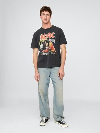 Camiseta gráfica descontraída da turnê de 1979 do AC/DC