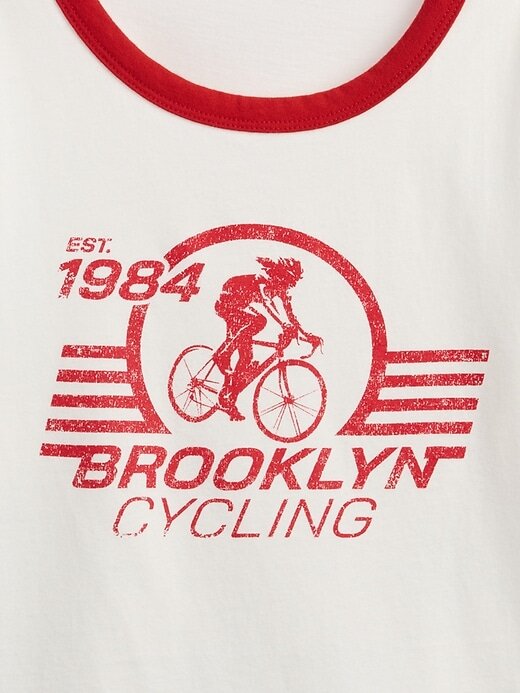 Camiseta gráfica encolhida de malha de algodão Camiseta gráfica encolhida de malha de algodão